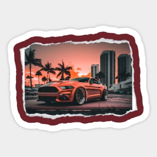 Mustang Inspired Glossy Orange Sports Car Sticker